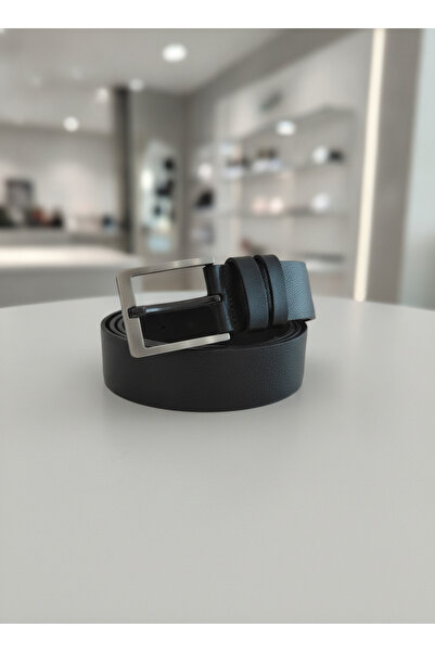 MYNAURA Men's Black Leather Belt – 4 cm Wide, with Stylish Metal Buckle