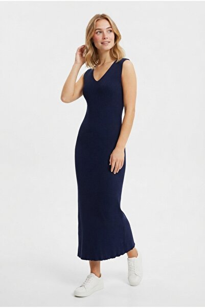 Şeker Portakalım Women's V-Neck Zero Sleeve Thick Strap Ribbed Stylish Casual...