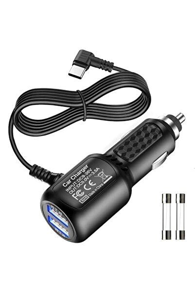 Gebildet كابل طاقة USB من النوع C مع منفذ USB مزدوج، كابل شحن للسيارة بطول (11)