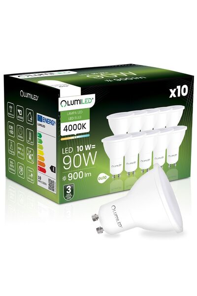 Lumiled 10x Bec LED GU10 tip spot PAR16 10W = 90W 900lm 4000K Neutru 120 °