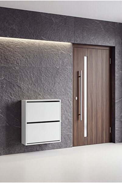 SARMOBİ 2 Kapaklı Duvara Monte Düşer Kapak Ayakkabılık Y:76 D:24 G:70 / Beyaz