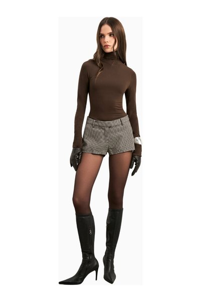 BECAUSE OF ALICE Tailored Mid Rise Wool Blend Mini Women's Shorts