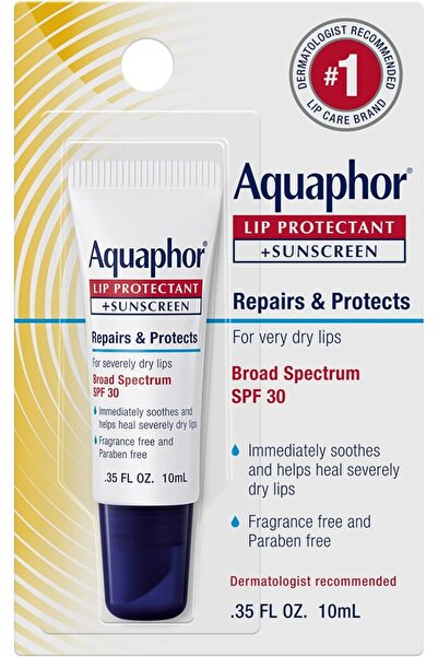 Aquaphor كريم إصلاح وحماية الشفاه بعامل حماية من الشمس 30 في أنبوب مع بطاقة ح...
