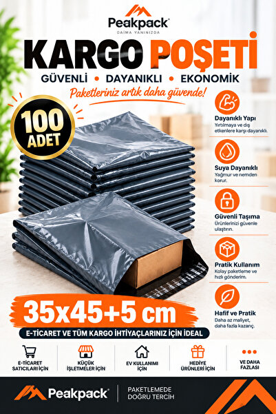 PEAKPACK CEPSİZ KARGO POŞETİ 35X45+5CM 100 ADET