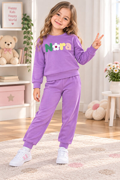 SERPİL Girl's Nora Printed Sweatshirt Tracksuit Set
