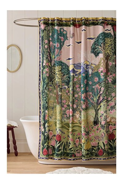Anthropologie Desenli %100 Pamuklu Renkli Banyo Duş Perdesi