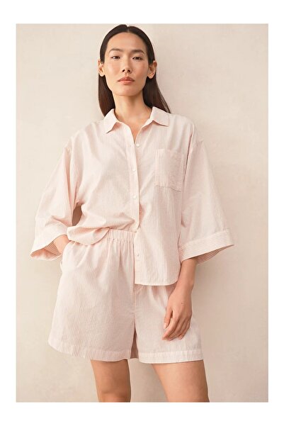 THE WHITE COMPANY Organic Cotton Striped Women's Short Pajama Set