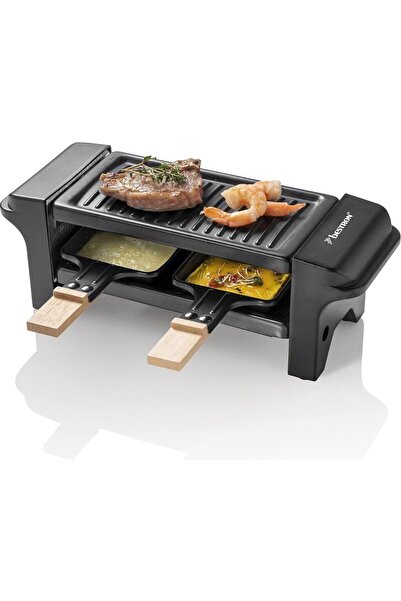 bestron Mini Raklet, 350W, 2 Kişilik, Yapışmaz Tava ve Tahta Spatula ile