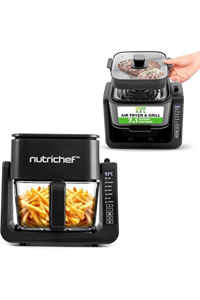 Nutrichef مقلاة هوائية وشواية سعة 4 لتر |   7 أوضاع طهي مسبقة الإعداد |   وعا...