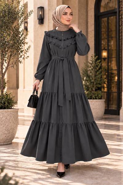 MODA ESRE FASHION Kap Ferace Front Ruffled Sleeves with Rubberized Hem, Ruche...