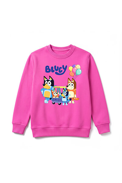 URBANTRENDSTORE سويت شيرت شتوي فاخر للأطفال مطبوع عليه Bluey، سطح داخلي ناعم