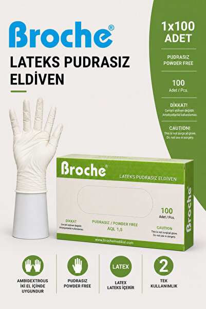 Broche LATEKS PUDRASIZ MUAYENE ELDİVENİ 100'LÜ