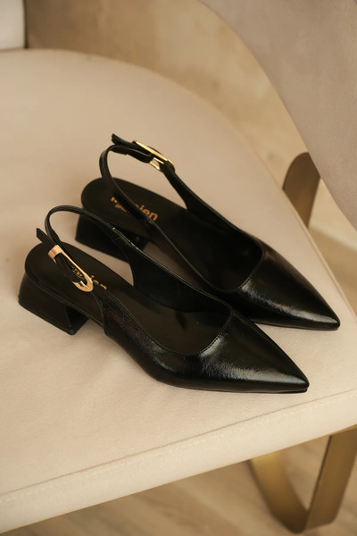 Zerenyus Zrct5 - Exclusive 5cm Pointed Toe Heeled Shoes Patent Leather Black