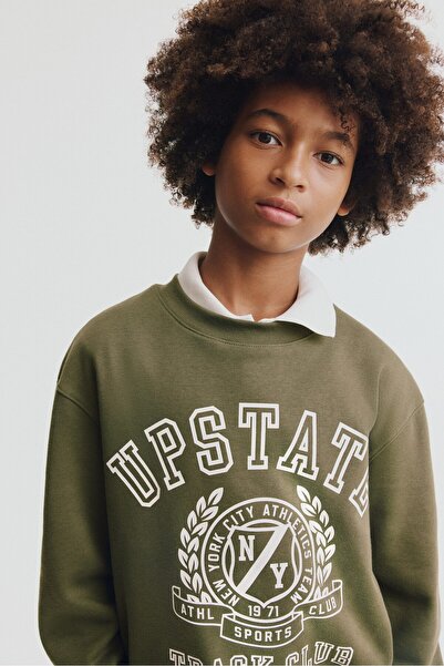 H&M Motif Detaylı ve İçi Tüylü Sweatshirt