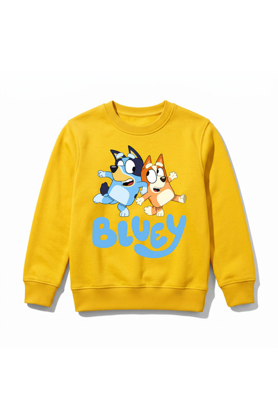 URBANTRENDSTORE سويت شيرت شتوي فاخر للأطفال مطبوع عليه Bluey، سطح داخلي ناعم