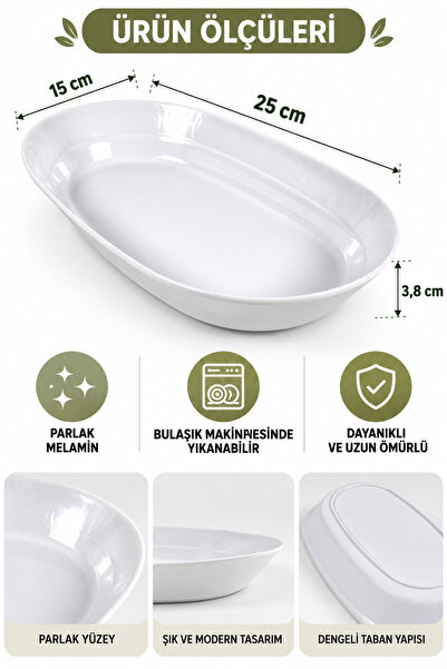 Binbirreyon 6 Adet Melamin Kayık Tabak Seti 25cm Servis Tabağı RA673