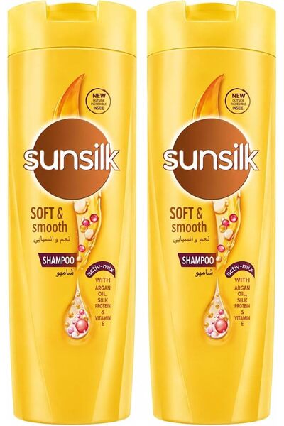 Sunsilk شامبو، لشعر ناعم ولامع، مع بروتين الحرير وزيت الأرغان وفيتامين سي، ٢