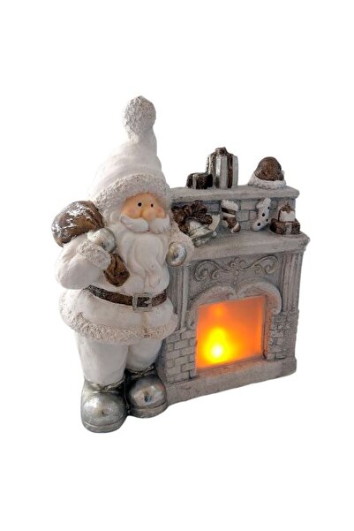 odjas Decoratiune ceramica, Mos Craciun cu semineu, LED, 3xAAA, 36x11x40 cm