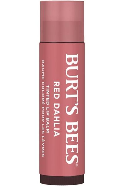 Burt's Bees مرطب شفاه ملون بزهرة الداليا الحمراء، مرطب شفاه بزبدة الشيا، طبيع...