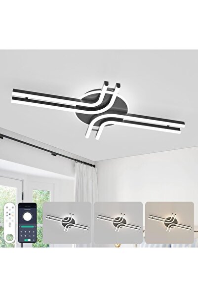 Generic Plafonieră LED reglabilă 32W 3200lm 70cm cu telecomandă – Negru
