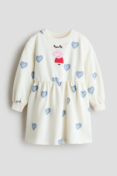 H&M Baskılı Sweatshirt Elbise