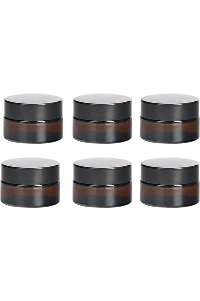 Regium FUFU 6 Pcs glass cosmetic jar with lid, amber cream glass jar with lid empty sample container, with empty cosmetic box (50ML)