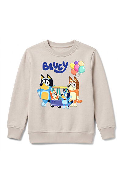 URBANTRENDSTORE سويت شيرت شتوي فاخر للأطفال مطبوع عليه Bluey، سطح داخلي ناعم
