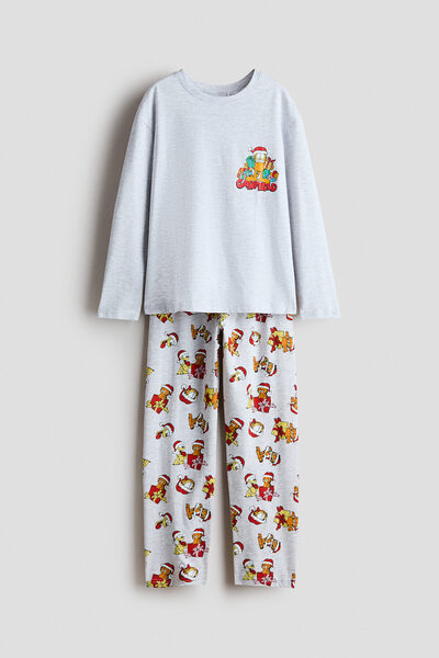 H&M Pamuklu ve Baskılı Pijama Takımı