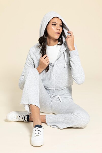 tuo picco 2-Piece Zippered Gray Tracksuit Set with Filthy Stitching Detail