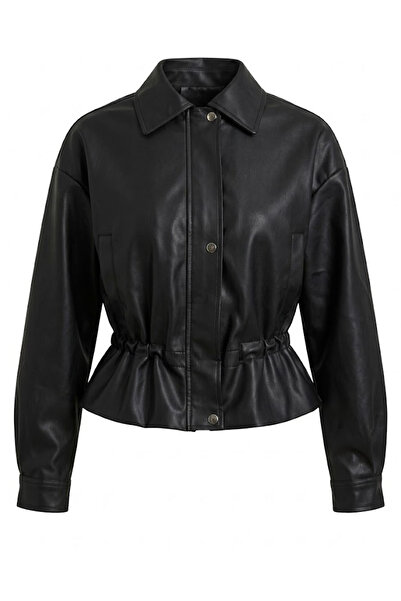 Noa&Noa Flato Pocket Bottom Lace-Up Leather Jacket - Black Black