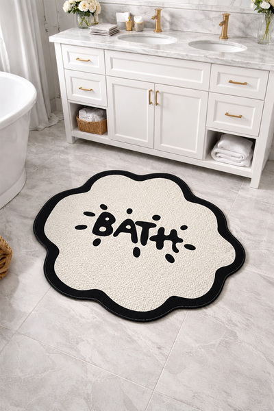 aymira home Dekoratif Dijital Baskı Banyo Paspası Halısı Kaymaz Taban Bath Ya...