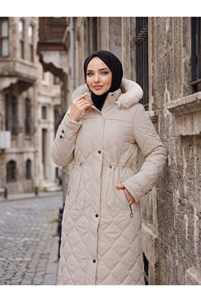 HNT Hayrunnisa Tesettür معطف نوفا مبطن كبير الحجم بنمط البقلاوة HNT2802