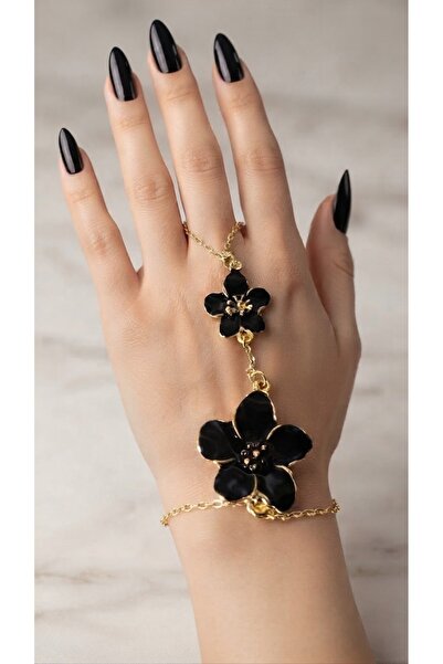 EKİDORA Women's Şahmeran Bracelet Black Enamel Gold Chain Adjustable Stylish ...