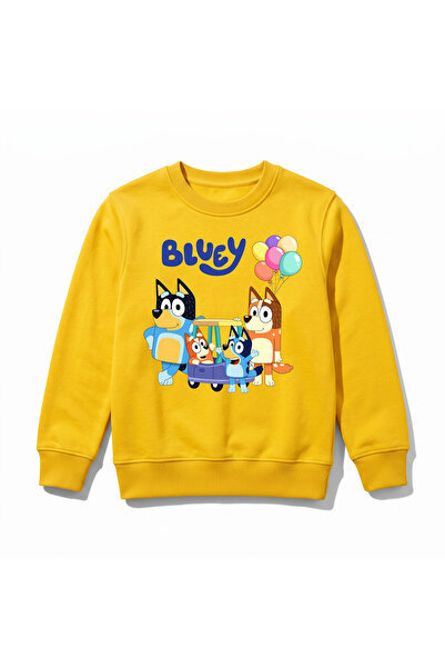 URBANTRENDSTORE سويت شيرت شتوي فاخر للأطفال مطبوع عليه Bluey، سطح داخلي ناعم