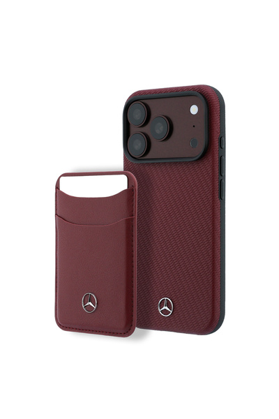 Mercedes Benz iPhone 18 Pro Kılıf Lisanslı M-safe PU Deri 3D Metal Logolu Kar...