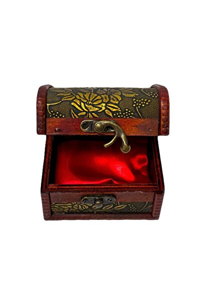 velve Cutie din lemn, pentru accesorii, cu aspect de cufar 9x7x7 cm, Imprimeu...