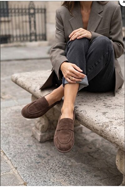 Yula Fashion Shoes Alina Kadın Süet Loafer Günlük Rahat Tabanlı Klasik Günlük...