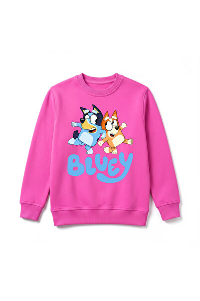 URBANTRENDSTORE Bluey Baskılı Çocuk Premium Kışlık Sweatshirt Yumuşak Şardonl...