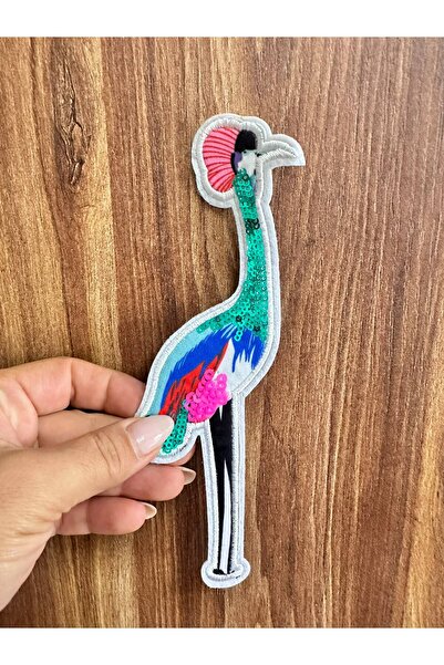 Gönülden Tasarım 20X6 cm Sequin Embroidery Flamingo Embroidered Sewing Applique