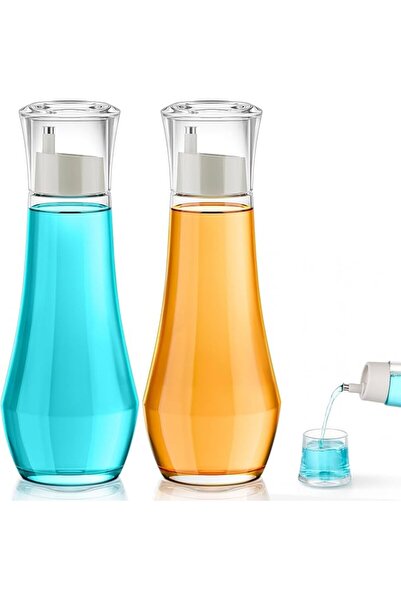 Yelajoy 2-Pack Mouthwash Dispenser Set - Glass Bathroom Organizer with Lid Cu...