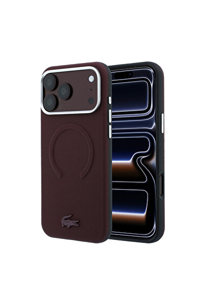 Lacoste iPhone 18 Pro Max Kılıf Lisanslı M-safe Halka Tasarımlı Petit Pike Me...