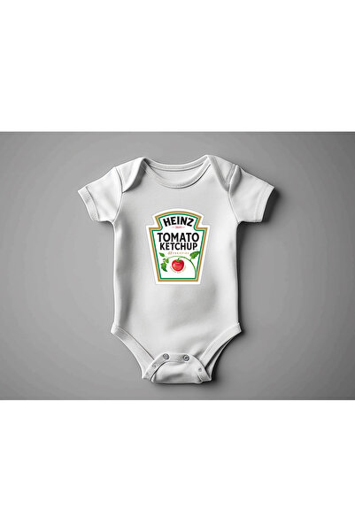 IGIGI Baby Ketchup Baskılı Kısa Kollu Beyaz Bebek Zıbın