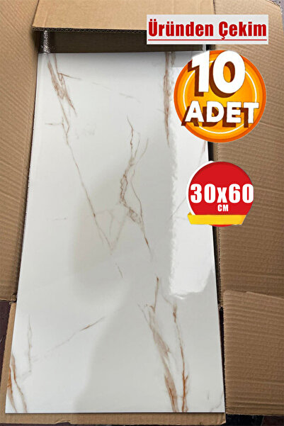 BienHome 10 Adet, Açık Kahve Damarlı Krem Tonlarında Mermer Desenli Kendinden Yapışkanlı Mutfak Banyo Wc Kaplama Pvc Panel 30x60 Cm Soy Yapıştır