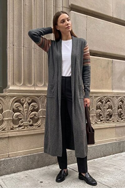 onno style women كارديجان نسائي طويل بنمط كليم من التريكو