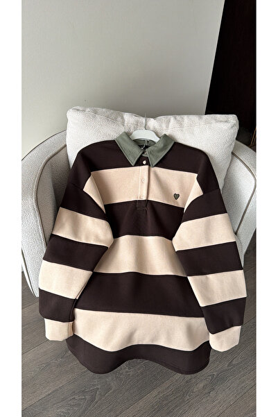 ELLA Nakış Detaylı Çizgili Sweatshirt