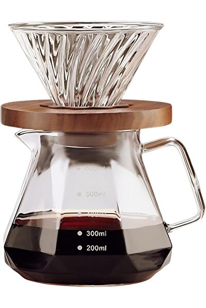 HOOPZOZA إبريق قهوة زجاجي موديل V60 سعة 600 مل من هوبزوزا، يستخدم لتحضير القه...