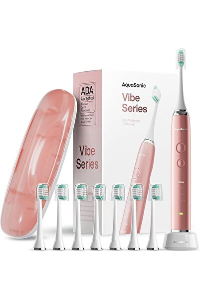 Aquasonic 100 AquaSonic VIBE Series Ultra Whitening Pink Electric Toothbrush ...