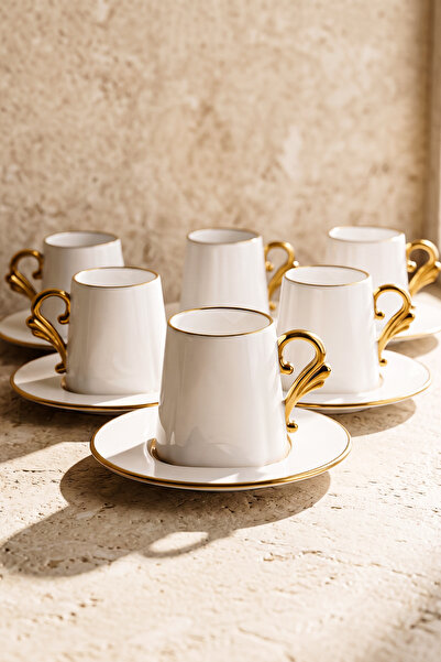 Perotti طقم فناجين قهوة مخروطية مذهبة لـ 6 أشخاص من تشينجيلكو