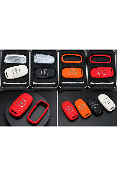 AksoyTuning Audi Premium Silikon Anahtarlık Kılıfı – Smart Key Koruyucu Kılıf (Kırmızı, Turuncu, Siyah, Beyaz)