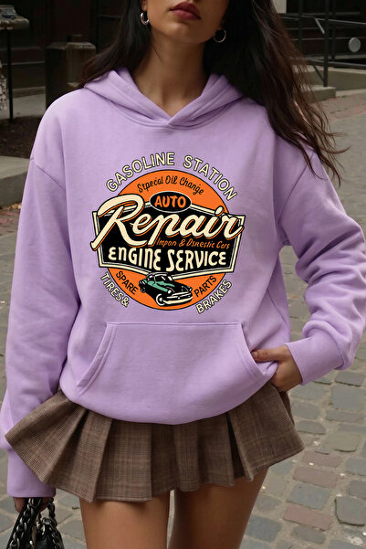 trendypassion Unisex Gasoline Printed Oversize Hoodie Hooded Sweatshirt